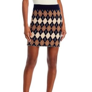 NWT Kule The Chelsea Argyle Wool Mini Skirt Navy Knit Cashmere Blend - Small